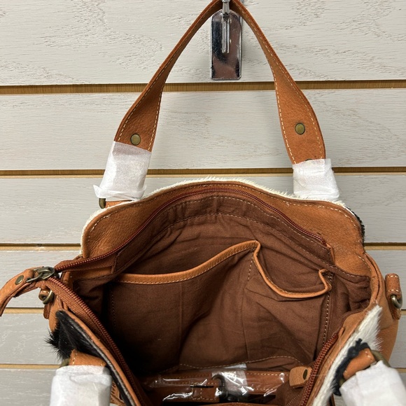 Myra Bag Brown and Black Cowhide Shoulder Bag - Picture 5 of 5